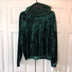 Alfani Velvet Sleep Hoodie Pajama Top Green